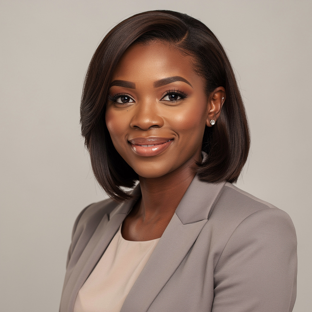 Portrait of a British news presenter