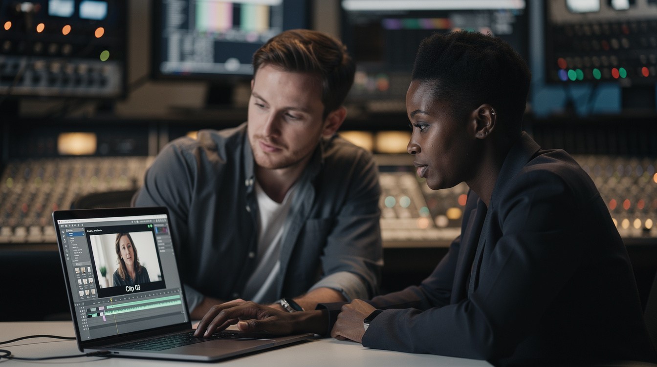Coach and presenter reviewing playback footage together